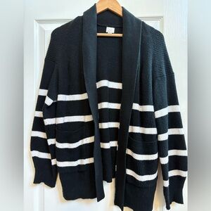 Women’s A New Day Black and White Striped Cardigan, size M